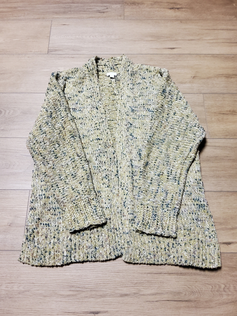 J.Jill Open-Front Speckled Knit Split Hem Cardigan